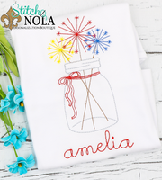 Personalized Patriotic Fireworks in Mason Jar Sketch Shirt