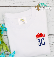 Personalized Crab With Monogram Sketch Shirt