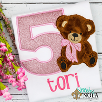 Personalized Birthday Teddy Bear Appliqué Shirt