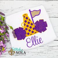 Personalized Cheerleader Megaphone With Pom Poms Appliqué Shirt