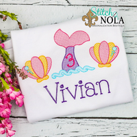 Personalized Mermaid Tail with Shells Sketch Shirt