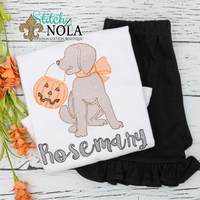 Personalized Halloween Trick or Treating Dog Sketch Shirt