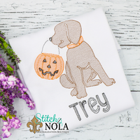 Personalized Halloween Trick or Treating Dog Sketch Shirt