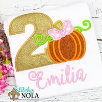 Personalized Fall Birthday Pumpkin Appliqué Shirt