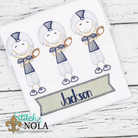 Personalized Football Player Trio With Banner Applique Shirt