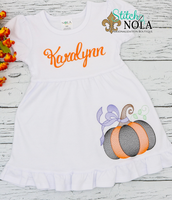 Personalized Halloween Pumpkin with Bow Sketch Shirt