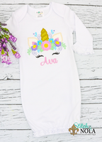 Personalized Unicorn With Flower Crown Applique Shirt