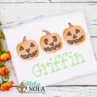 Personalized Halloween Pumpkin Trio Sketch Shirt