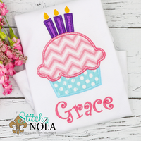 Personalized Birthday Cupcake Appliqué Shirt