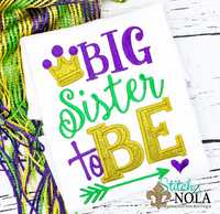 Personalized Mardi Gras Big Sister To Be Applique Shirt