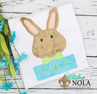 Personalized Easter Bunny Head with Bow & Bow Tie Appliqué Shirt