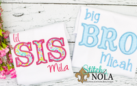 Personalized Big Bro Lil Sis Applique Shirt