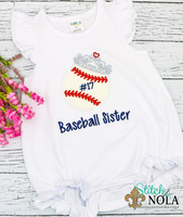Personalized Baseball Sister Applique Shirt