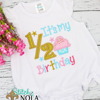 Personalized Half Birthday Cupcake Appliqué Shirt