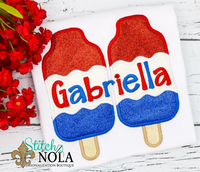 Personalized Split Patriotic Popsicle Applique Shirt