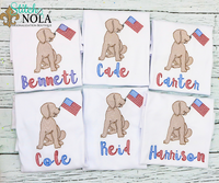 Personalized Lab Puppy With American Flag Sketch Shirt