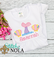 Personalized Mermaid Tail with Shells Sketch Shirt
