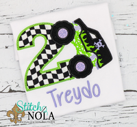 Personalized Birthday Monster Truck Appliqué Shirt