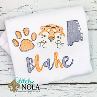 Personalized Orange and Navy Tiger Trio Sketch Shirt