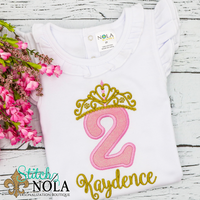Personalized Birthday Princess Appliqué Shirt