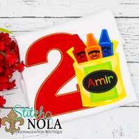 Personalized Birthday Crayons Appliqué Shirt