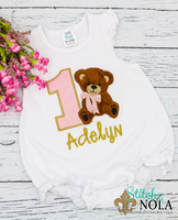 Personalized Birthday Teddy Bear Appliqué Shirt