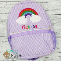 Personalized Seersucker Backpack with Rainbow Applique, Seersucker Diaper Bag, Seersucker School Bag, Seersucker Bag, Diaper Bag, School Bag, Book