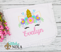 Personalized Unicorn With Flower Crown Applique Shirt