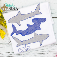 Personalized Shark Trio Sketch Shirt