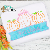 Personalized Pumpkin Trio with Name Banner Applique Shirt
