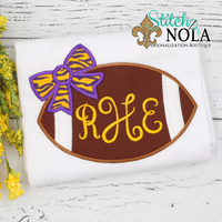 Personalized Football With Monogram & Bow Applique Shirt