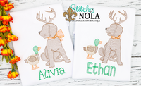 Personalized Dog with Antlers & Duck Sketch Shirt