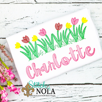 Personalized Flowers in Grass Sketch Shirt