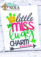 Personalized St. Patrick's Day Little Miss Lucky Charm Appliqué Shirt