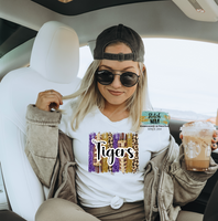 Tigers Purple and Gold Faux Glitter Print