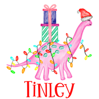 Christmas Dinosaur Carrying Presents Printed Shirt