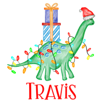 Christmas Dinosaur Carrying Presents Printed Shirt