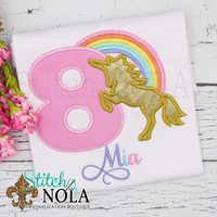 Personalized Birthday Rainbow Unicorn Appliqué Shirt