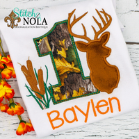Personalized Camo Birthday Deer Appliqué Shirt