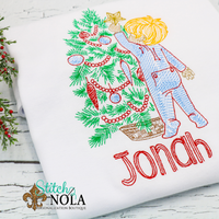 Personalized Christmas Tree with Child Sketch Shirt