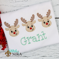 Personalized Christmas Baby Reindeer Trio Sketch Shirt
