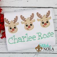 Personalized Christmas Baby Reindeer Trio Sketch Shirt