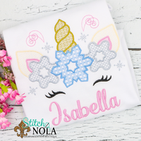 Personalized Christmas Snowflake Unicorn Applique Shirt