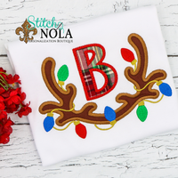 Personalized Christmas Antler with Lights Alpha Applique Shirt