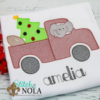 Personalized Christmas Red And Black Football Truck Sketch Shirt