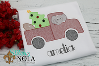 Personalized Christmas Red And Black Football Truck Sketch Shirt