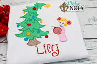 Personalized Christmas Tree with Monster & Girl Sketch Shirt