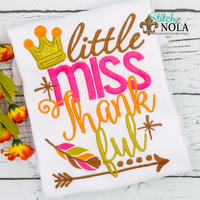 Personalized Little Miss Thankful Applique Shirt