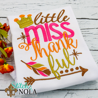 Personalized Little Miss Thankful Applique Shirt