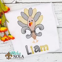 Personalized Black & Gold Fleur De Lis Turkey Sketch Shirt